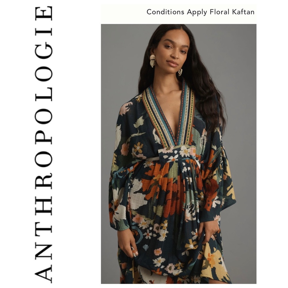 Anthropologie Conditions Apply Floral Kaftan Dress